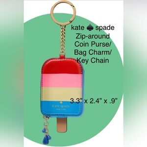 Kate Spade NEW W/tags Leather Popsicle Coin Purse/Bag Charm/Keychain RP $129